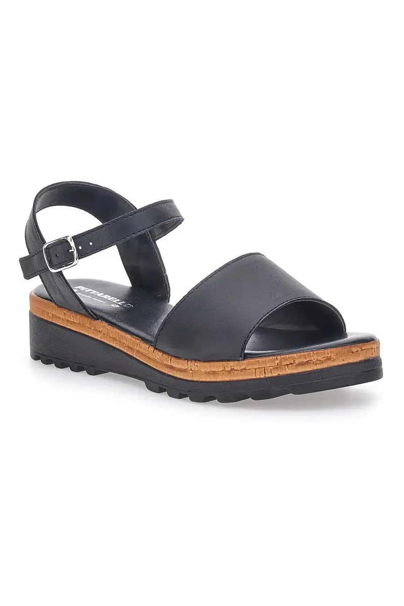 Sandali Neri con Cinturino e Tomaia in Pelle Made in Italy PITTARELLO 3185070811 miniatura 2