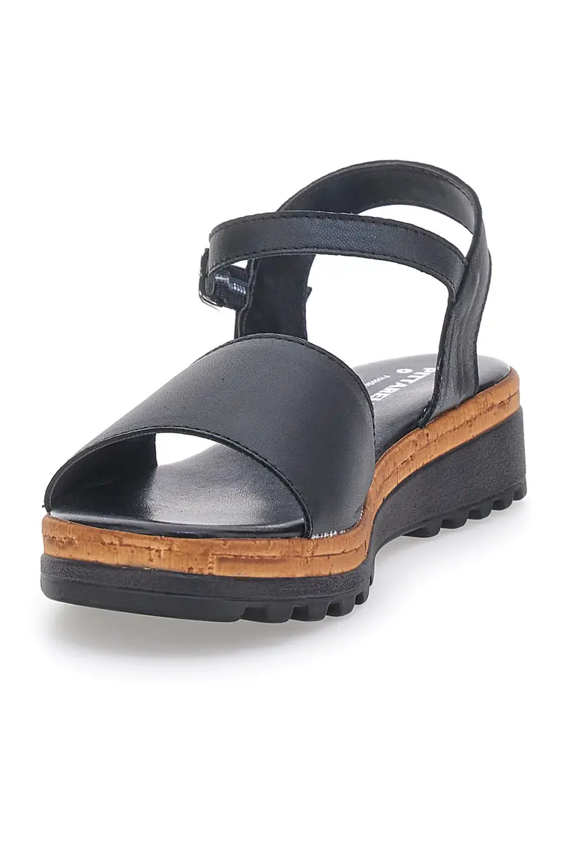 Sandali Neri con Cinturino e Tomaia in Pelle Made in Italy PITTARELLO 3185070811 miniatura 3