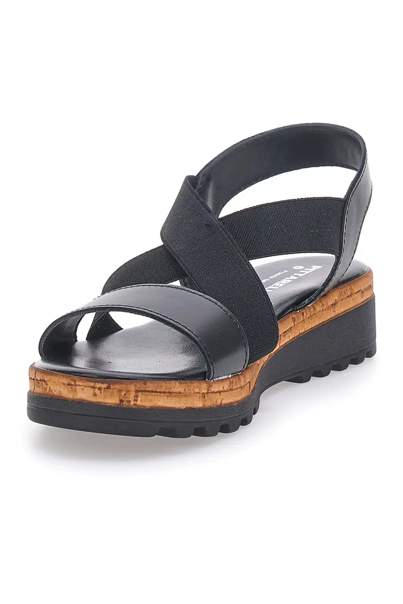 Sandali Neri con Elastici Frontali e Tomaia in Pelle PITTARELLO 310570811 miniatura 3