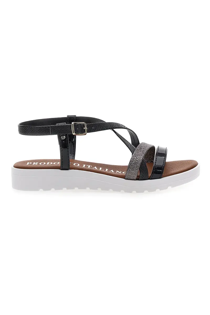 Sandali Neri con Glitter Mio Tempo 8864