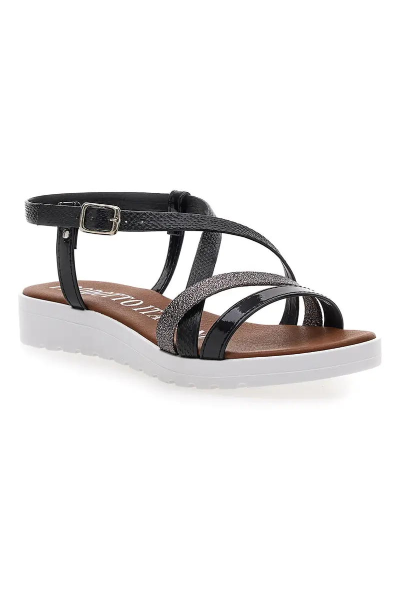 Sandali Neri con Glitter Mio Tempo 8864 miniatura 2