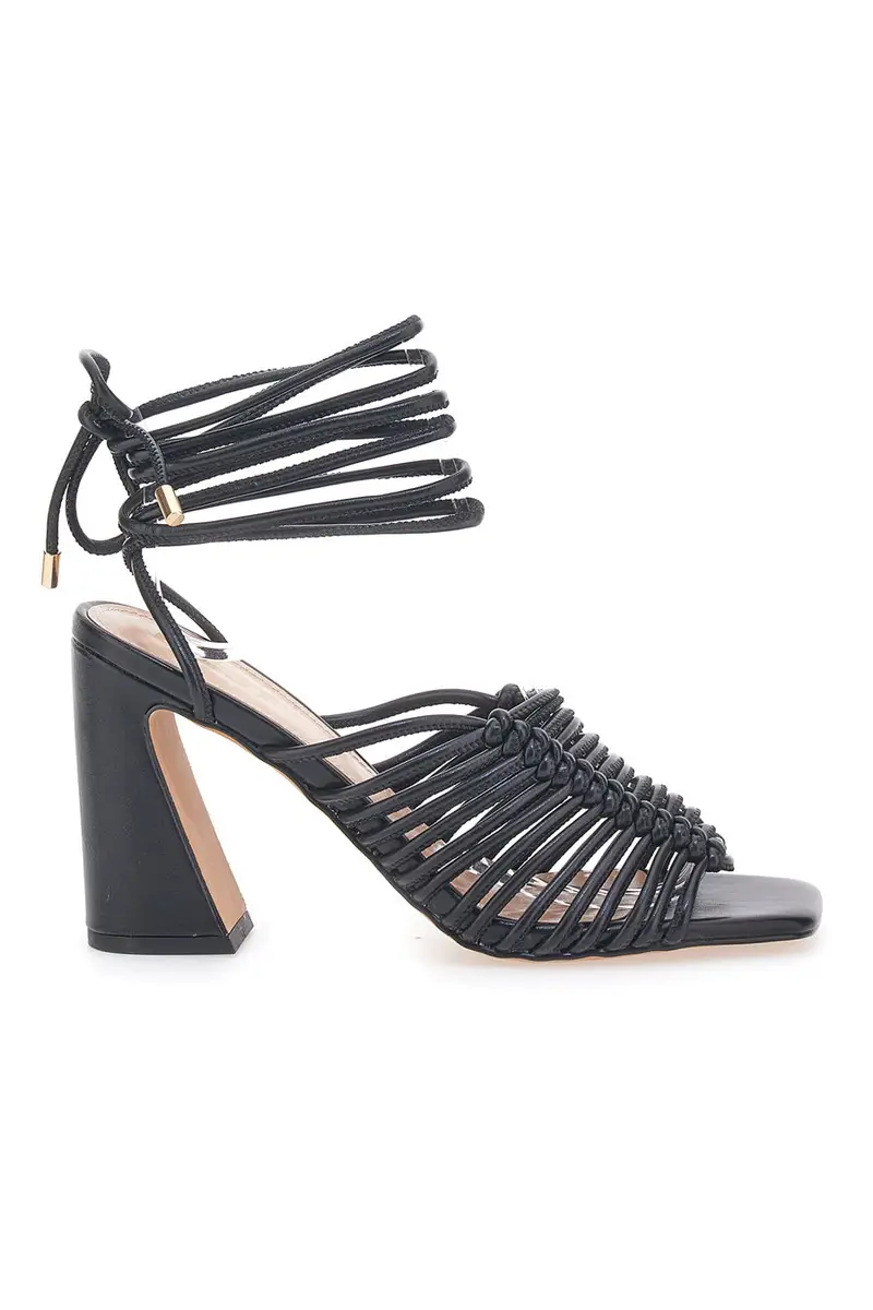 Sandali Neri con Lacci e Tacco a Coda THE FIRST 622 miniatura 2