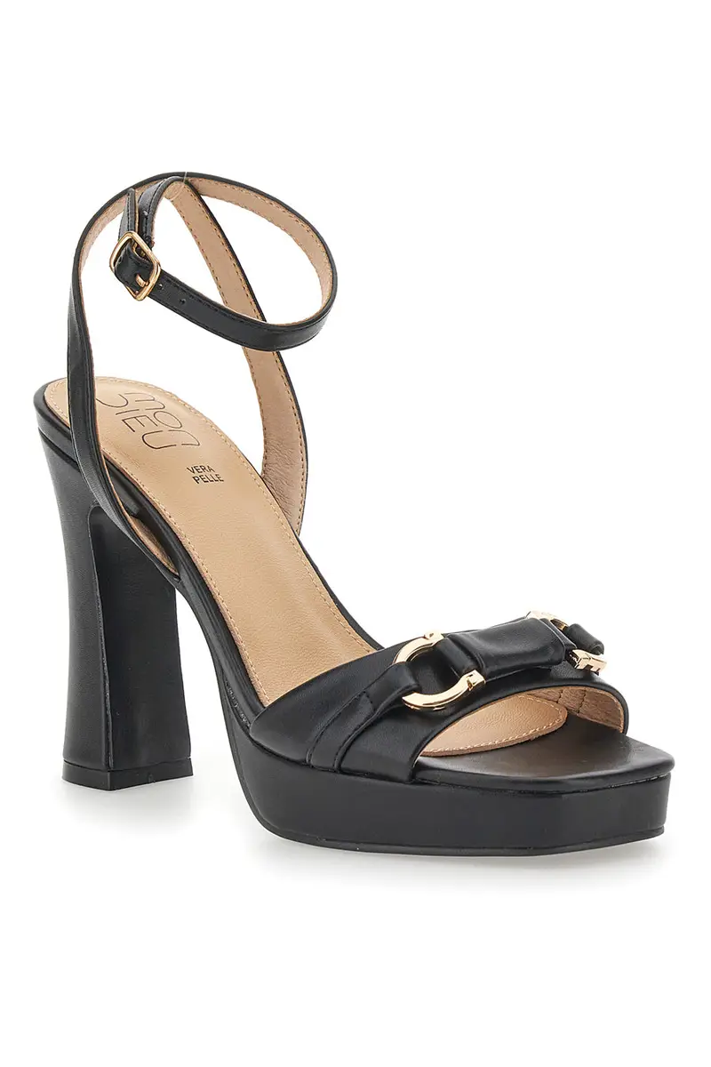 Sandali Neri con Plateau e Tacco Alto e Dettaglio Dorato Mon Dieu B075Q82 miniatura 2