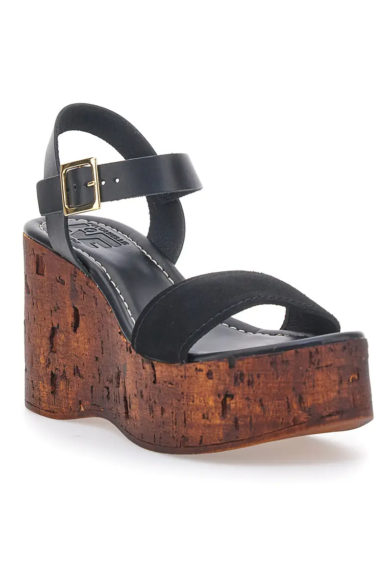 Sandali Neri con Platform Effetto Legno e Tomaia in Pelle PITTARELLO LOVE 5906/P miniatura 2