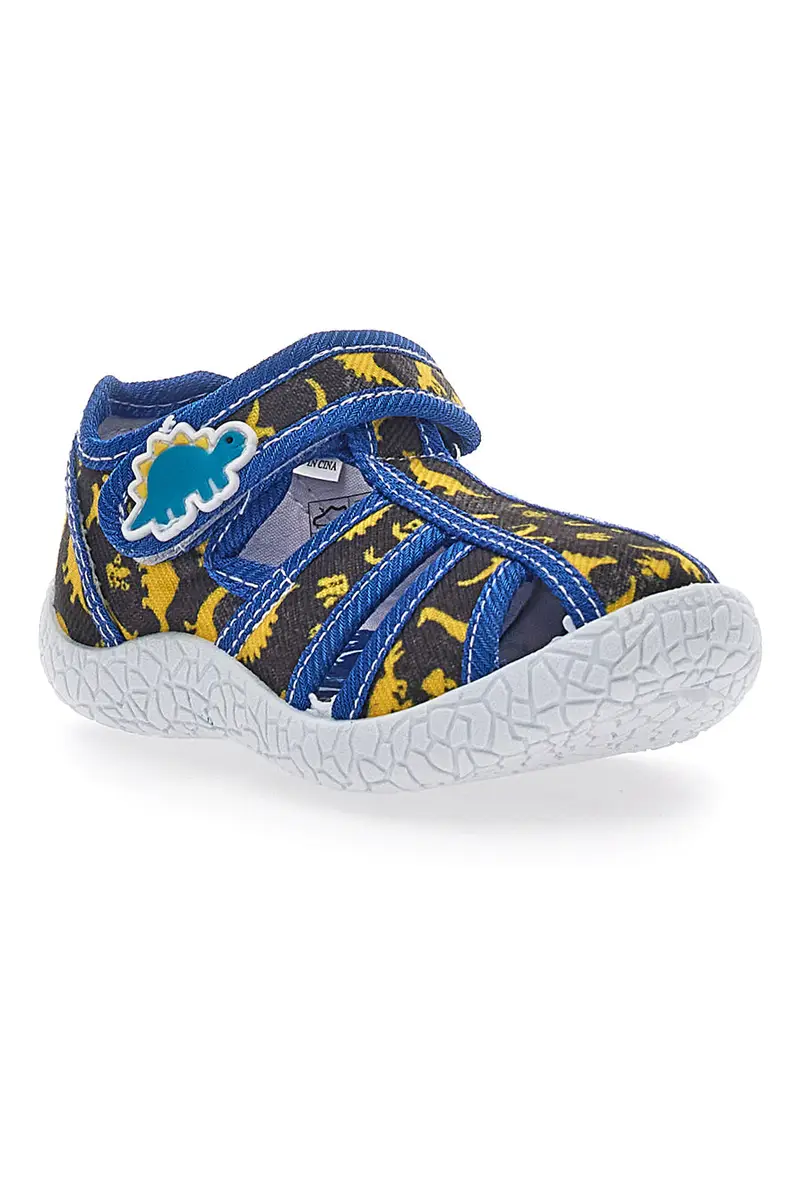 Sandali Neri con Rifiniture Blu e Dinosauri in Tessuto con Punta Chiusa Pitt Kids 2492 miniatura 2