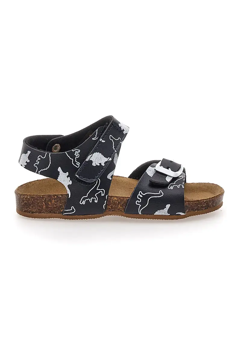 Sandali Neri Con Strappo In Velcro Plantare In Pelle Pitt Kids 47327