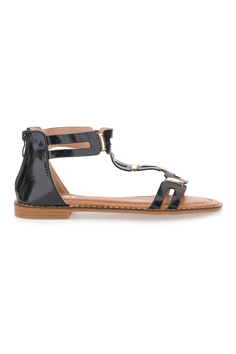 Sandali Neri Con Suola Flat The First 19467