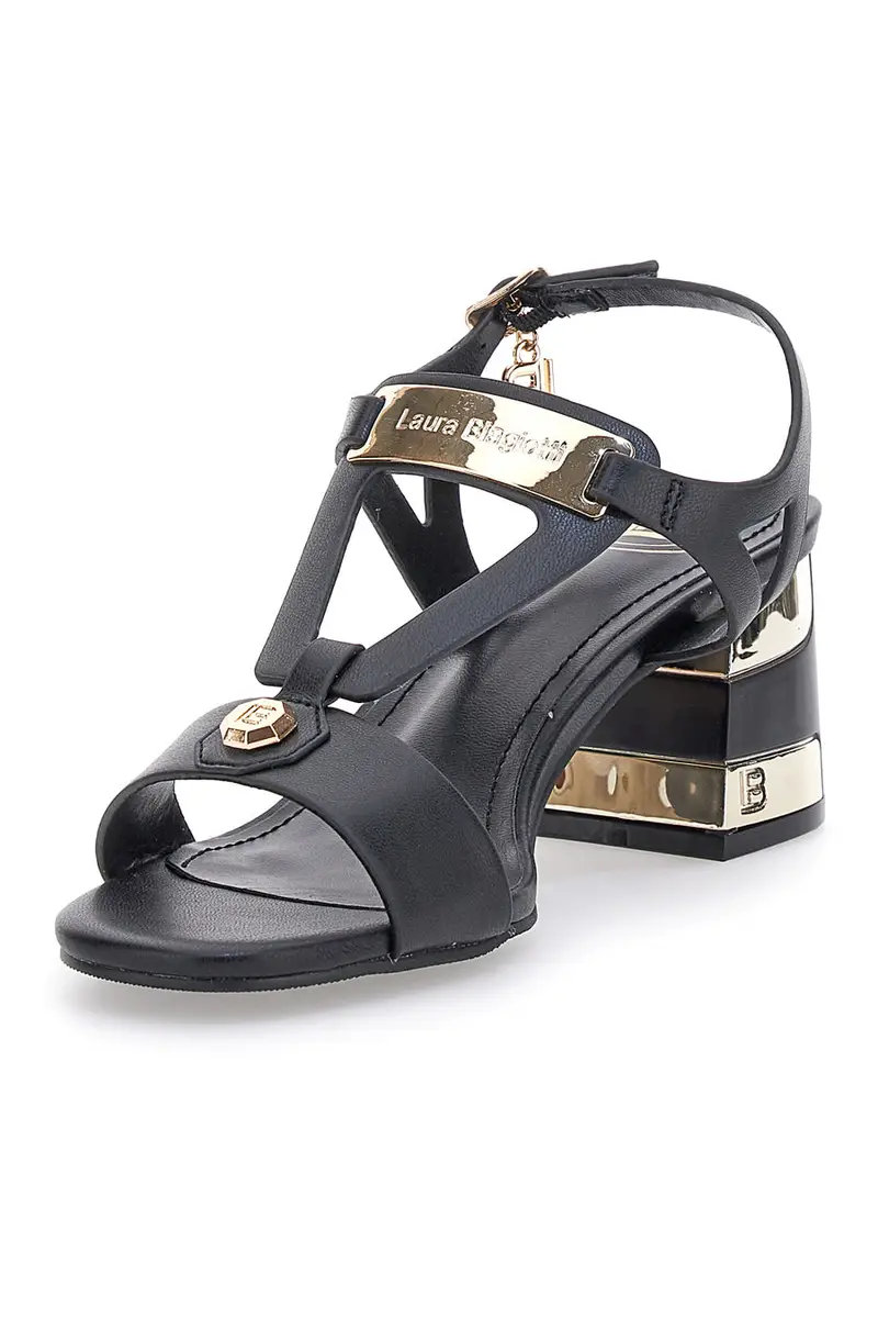 Sandali Neri Con Tacco 6, 5 Cm da Donna Laura Biagiotti 8518M miniatura 3