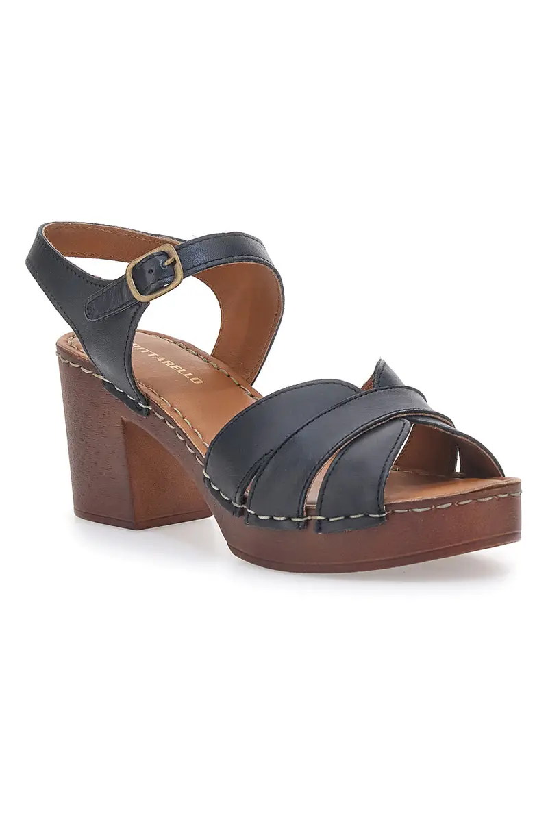 Sandali Neri con Tacco a Blocco e Tomaia in Pelle PITTARELLO 1146209 miniatura 2