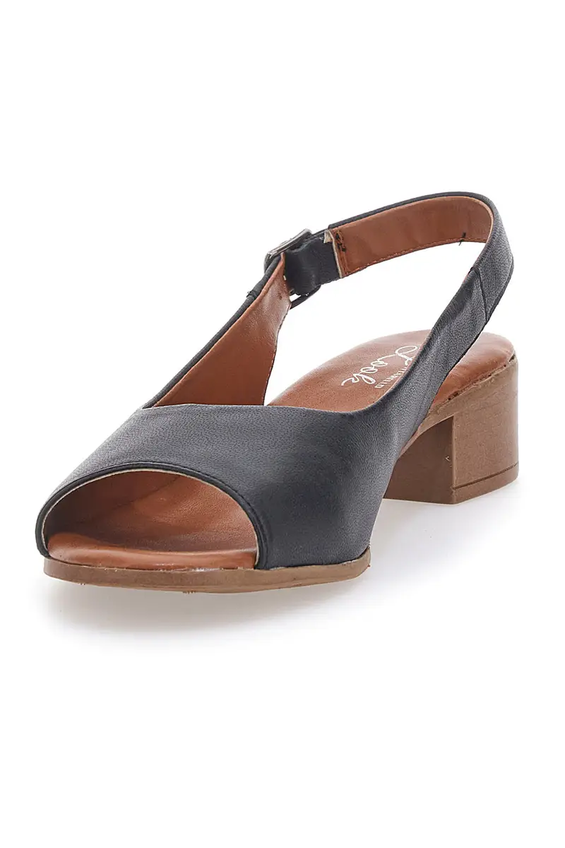 Sandali Neri con Tacco a Blocco e Tomaia in Pelle PITTARELLO LOOK 243065 miniatura 3