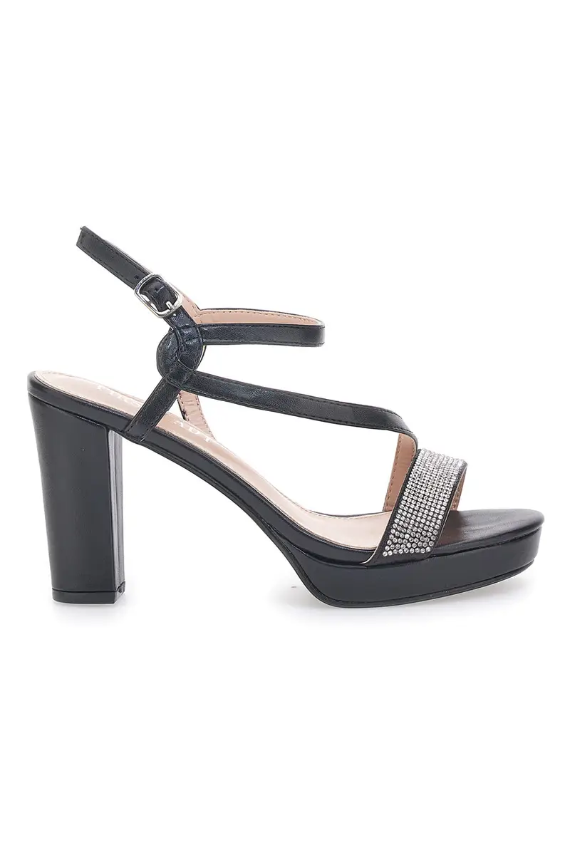 Sandali Neri con Tacco Alto e Fascia con Glitter FIRST LADY P542