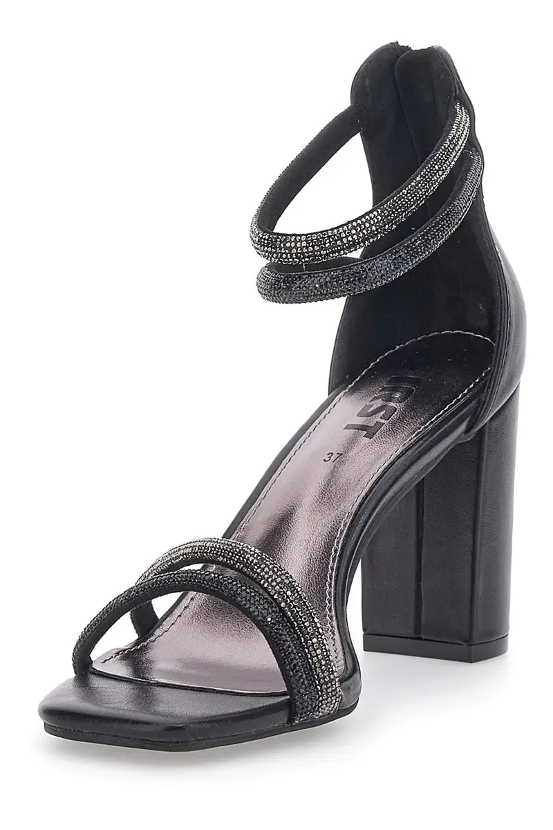 Sandali Neri Con Tacco Alto e Strass The First 254 miniatura 3