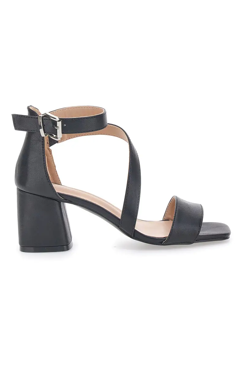 Sandali Neri con Tacco e Cinturino alla Caviglia Energy E364