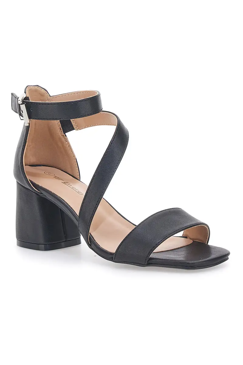 Sandali Neri con Tacco e Cinturino alla Caviglia Energy E364 miniatura 2