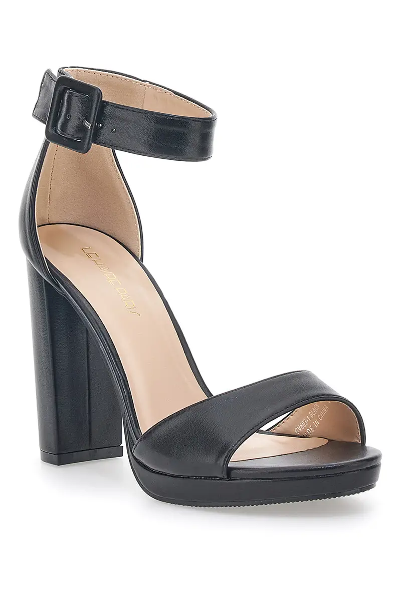 Sandali Neri con Tacco e Cinturino Le Havre Paris 6031 miniatura 2