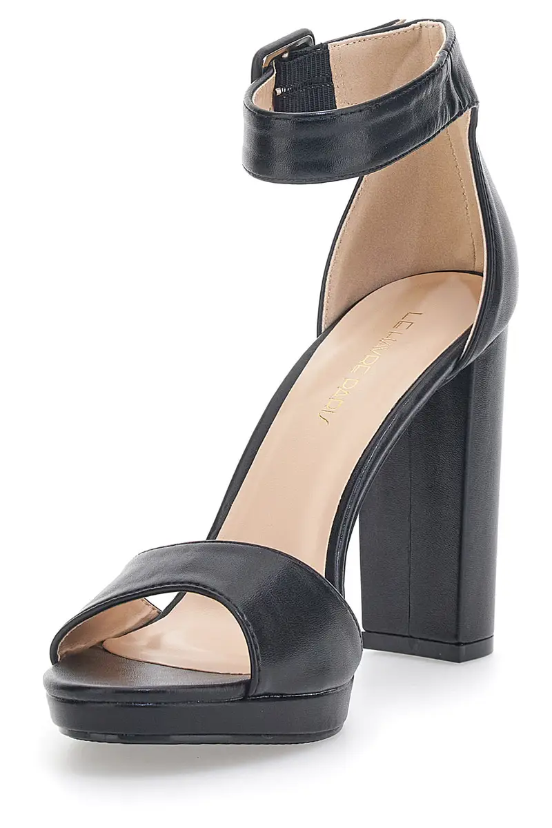 Sandali Neri con Tacco e Cinturino Le Havre Paris 6031 miniatura 3