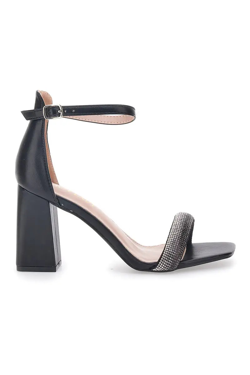 Sandali Neri con Tacco e Strass First Lady 419