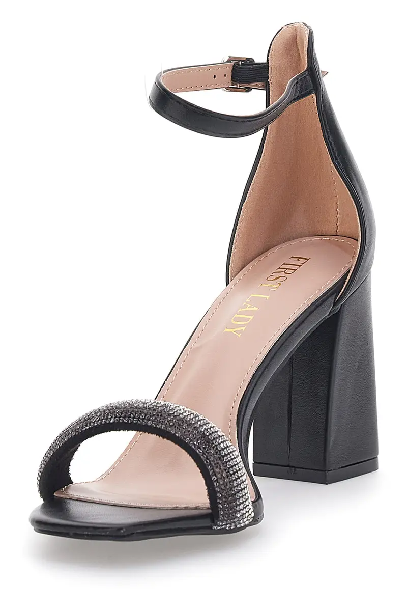 Sandali Neri con Tacco e Strass First Lady 419 miniatura 3