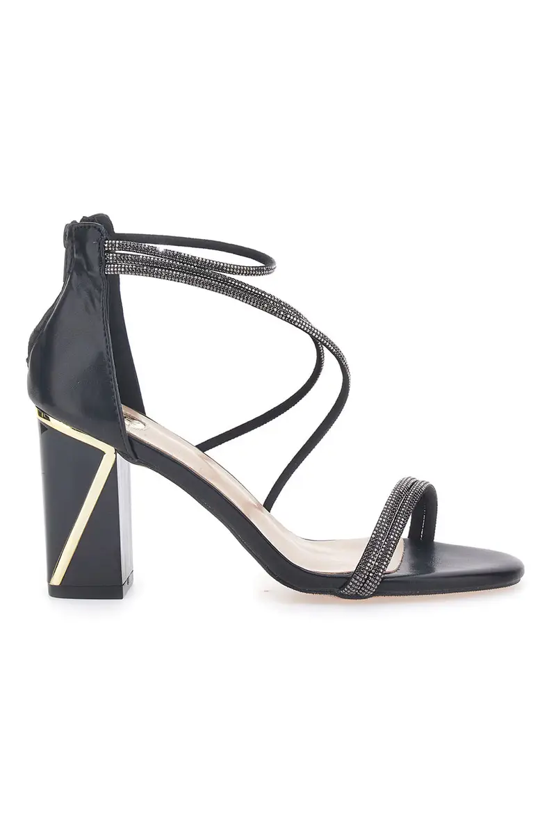 Sandali neri con tacco e strass LE HAVRE PARIS 237