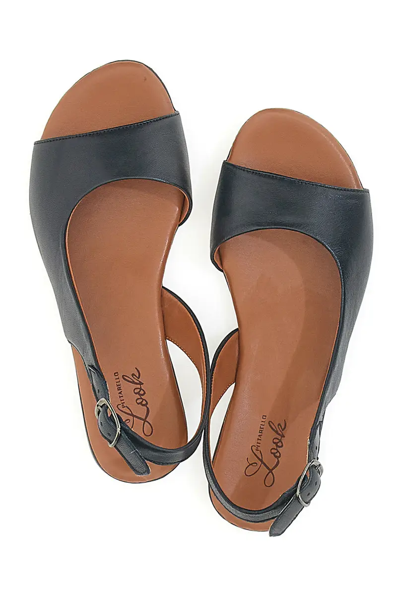 Sandali Neri con Tomaia in Pelle e Tacco Basso PITTARELLO LOOK 225110