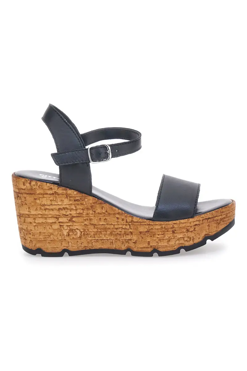 Sandali Neri Con Tomaia in Pelle e Zeppa PITTARELLO 34723002