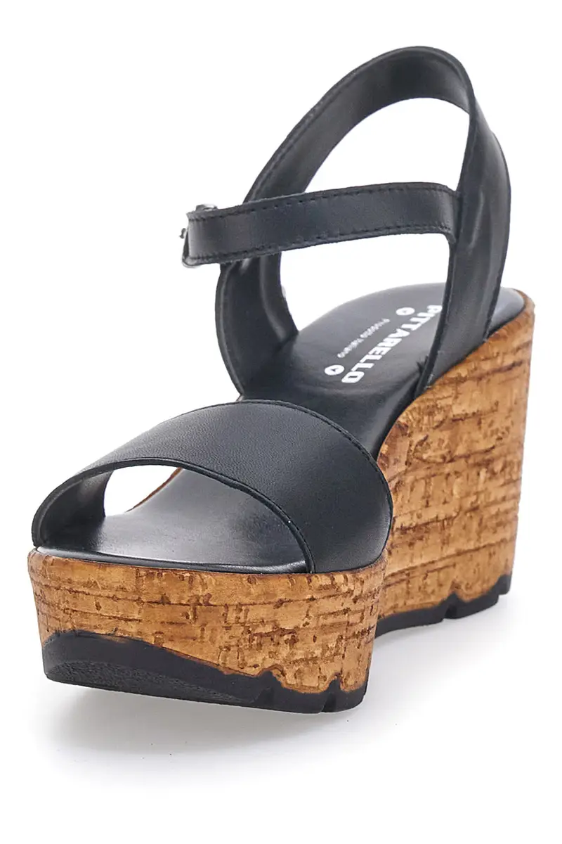 Sandali Neri Con Tomaia in Pelle e Zeppa PITTARELLO 34723002 miniatura 3