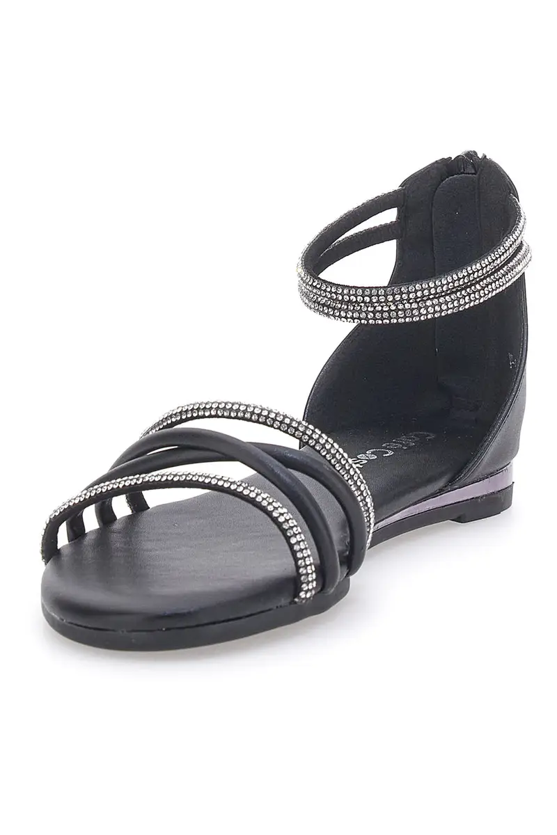 Sandali neri eleganti con cinturino gioiello CAFÉ COST W6 miniatura 3