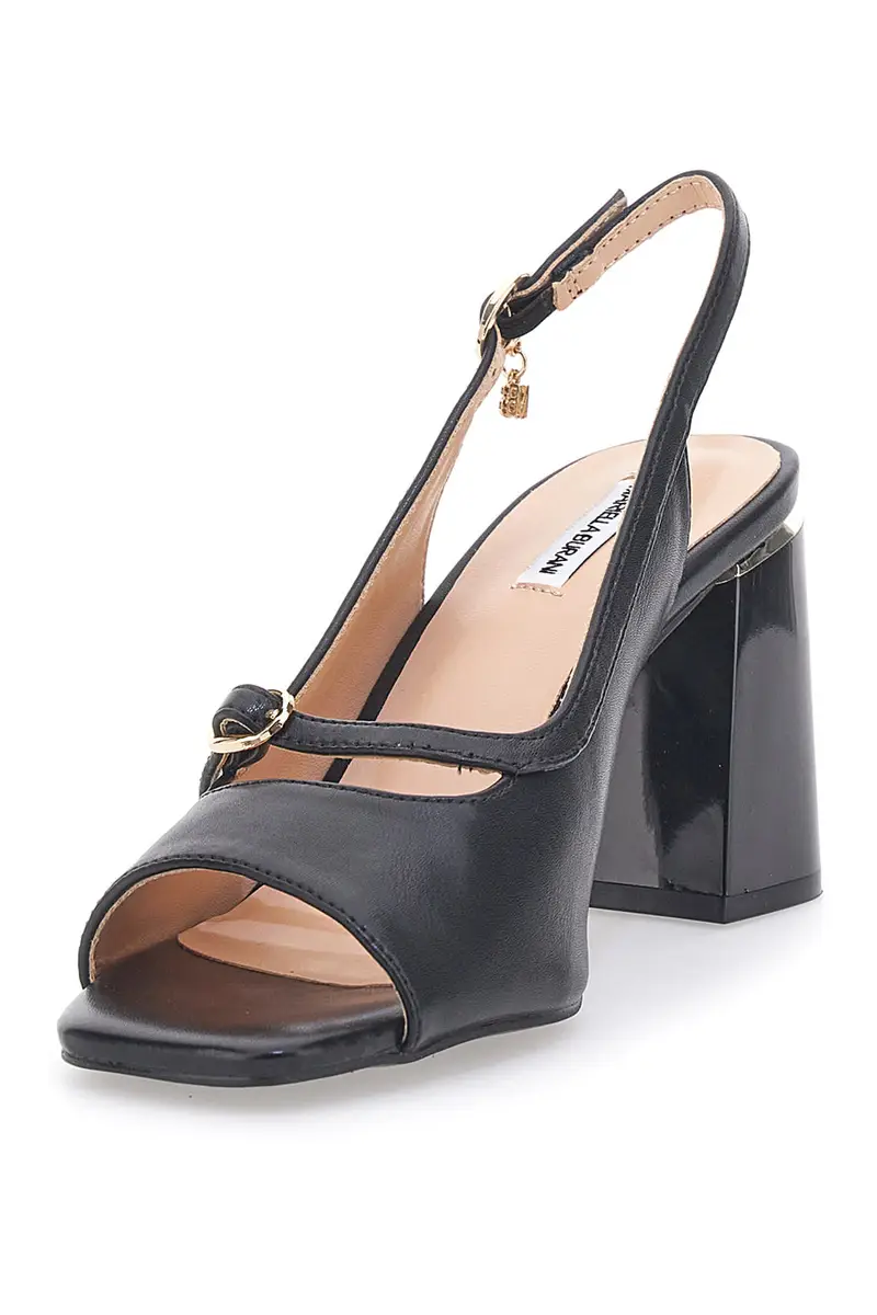 Sandali Neri Eleganti con Tacco Largo e Dettaglio Gioiello Mariella Burani 51161 miniatura 3