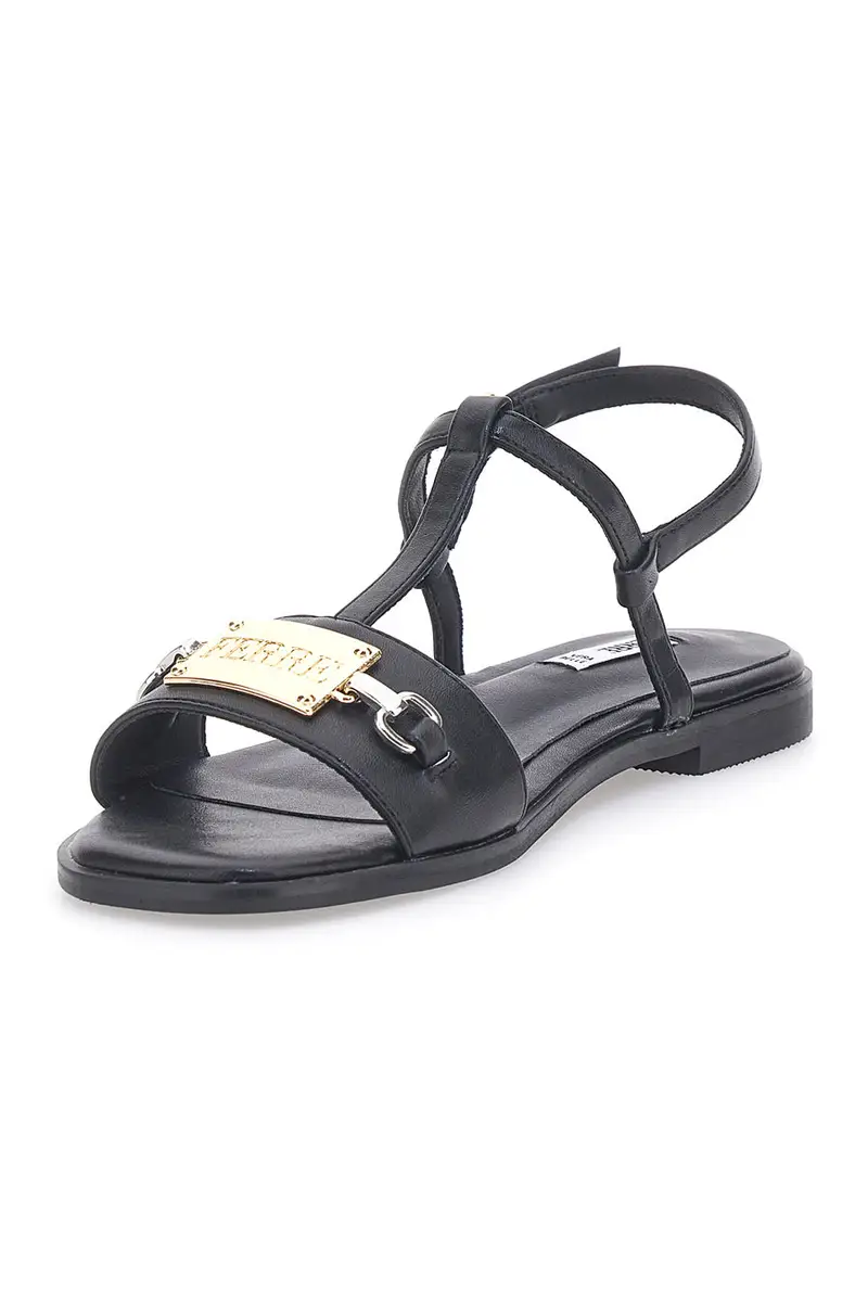 Sandali Neri Flat con Dettaglio Catena Ferre' F251 miniatura 3