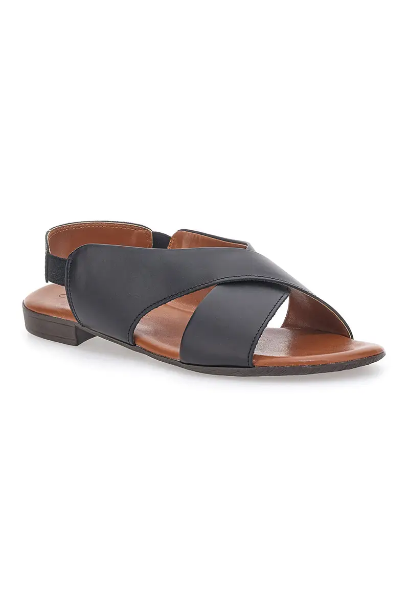 Sandali Neri Flat In Vera Pelle Con Elastico Pittarello Look 225435 miniatura 2