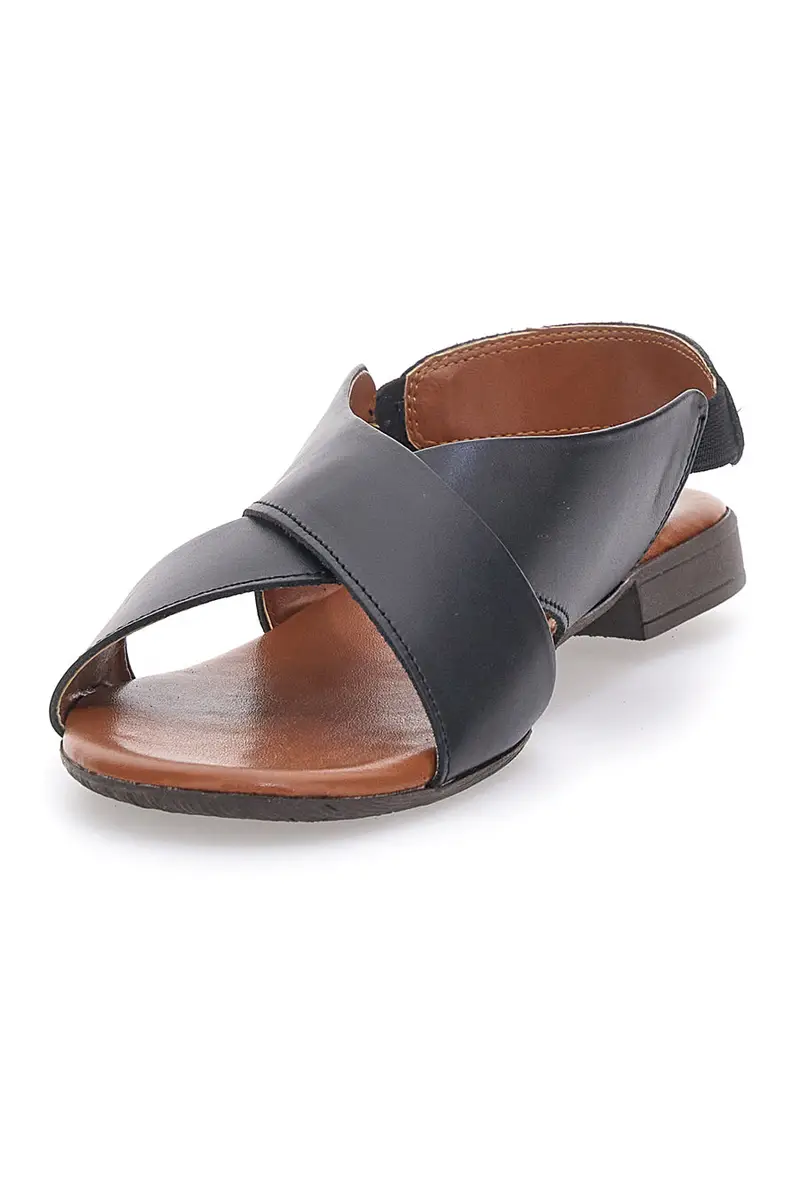 Sandali Neri Flat In Vera Pelle Con Elastico Pittarello Look 225435 miniatura 3