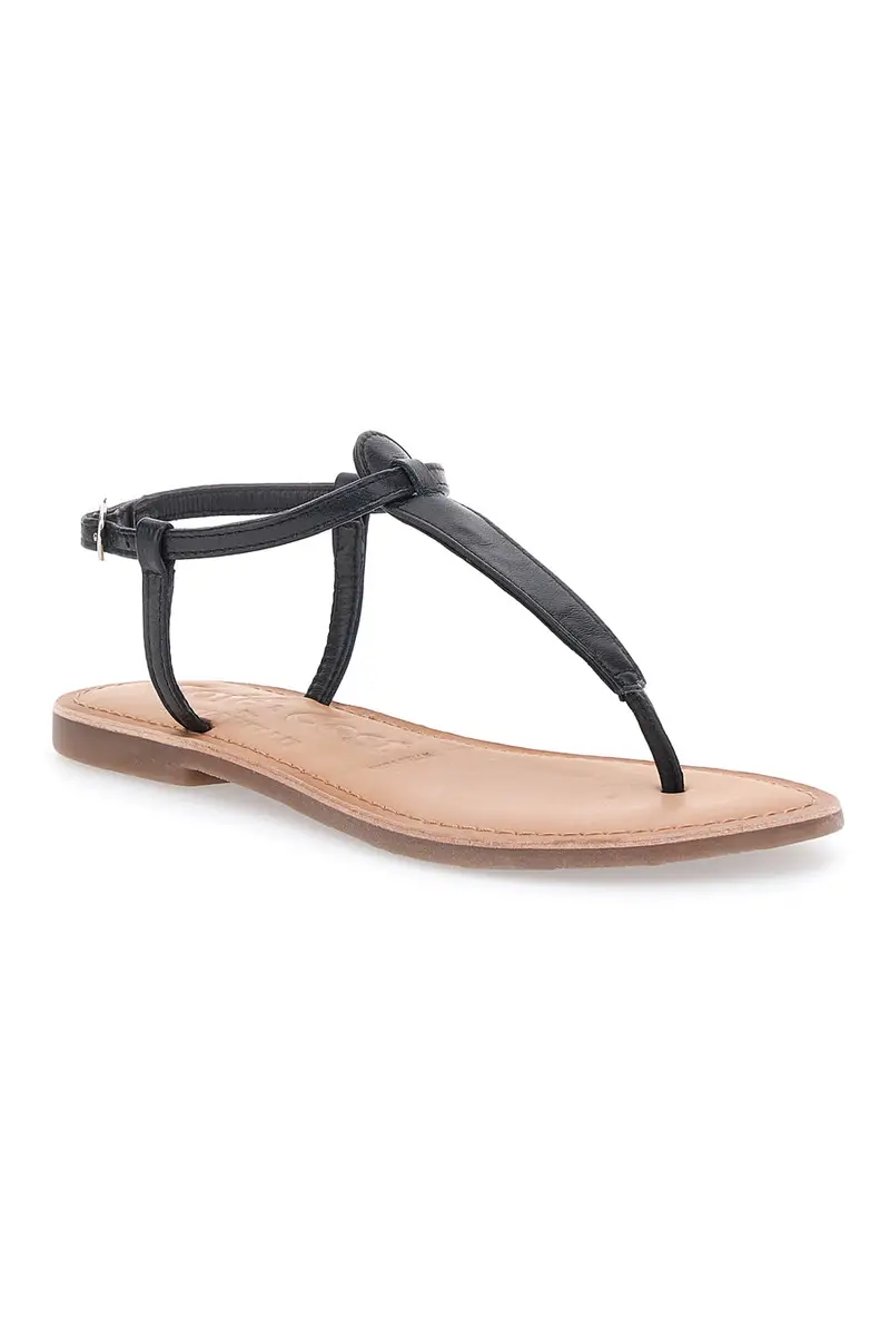 Sandali Neri Infradito Con Suola Flat Cafe' Cost 95103 miniatura 2