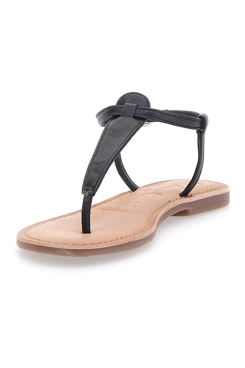 Sandali Neri Infradito Con Suola Flat Cafe' Cost 95103 miniatura 3