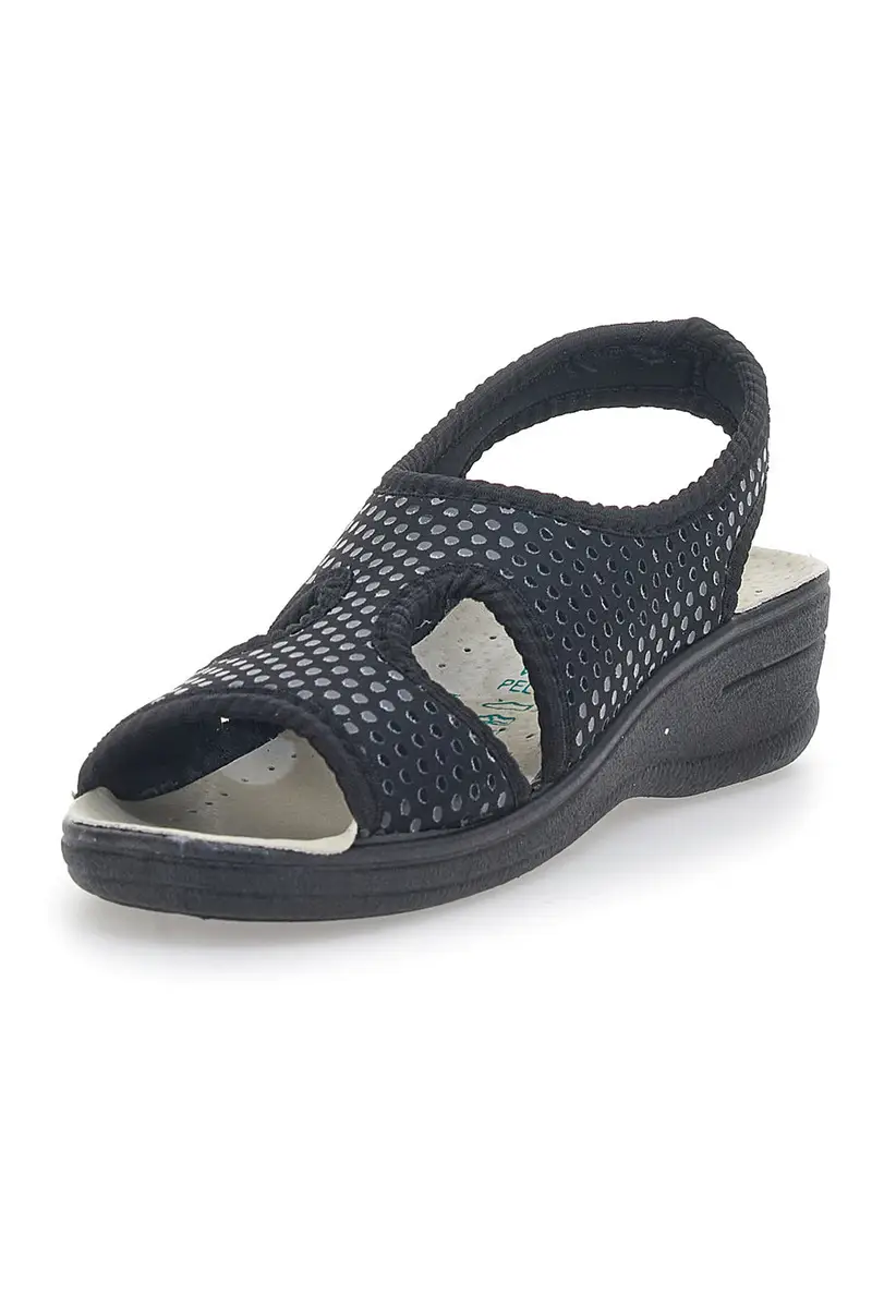 Sandali Neri Made In Italy Con Plantare In Pelle Bio Up 1321 miniatura 3