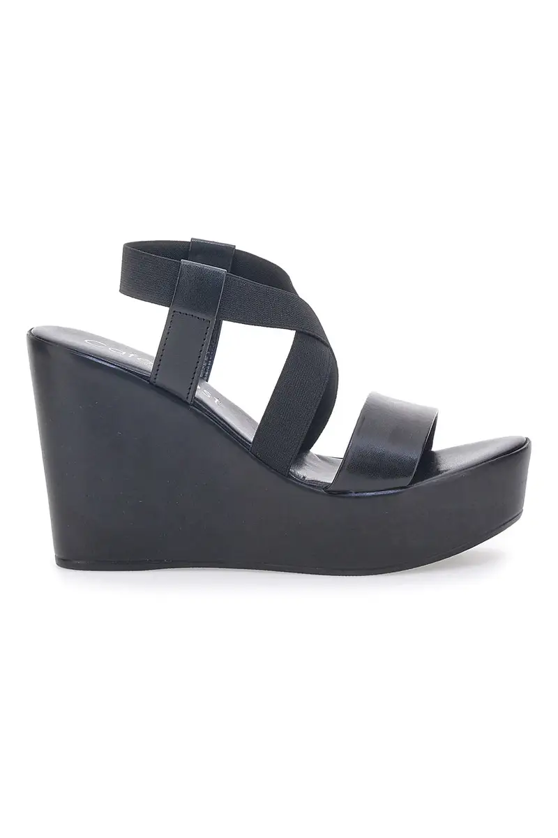 Sandali Neri Made In Italy Con Zeppa Da Donna Cafe' Cost 1