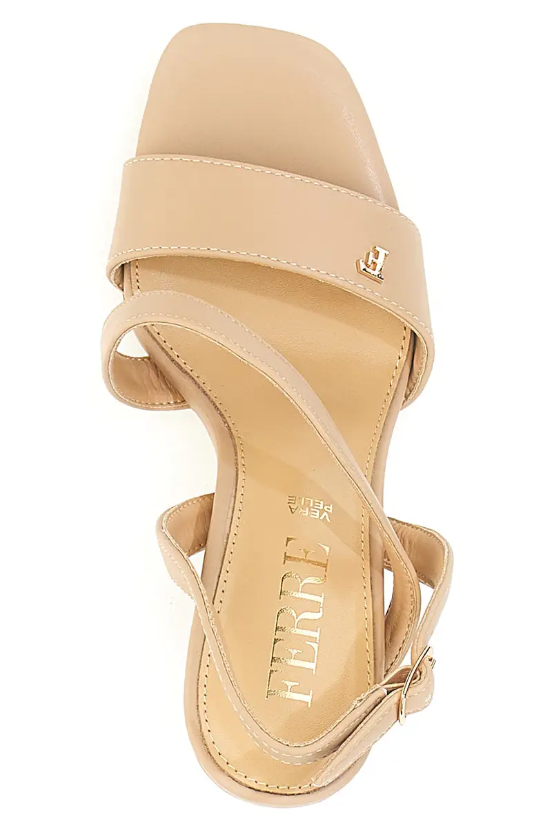 Sandali nude con tacco scultoreo e fascette incrociate Ferrè F172 miniatura 3