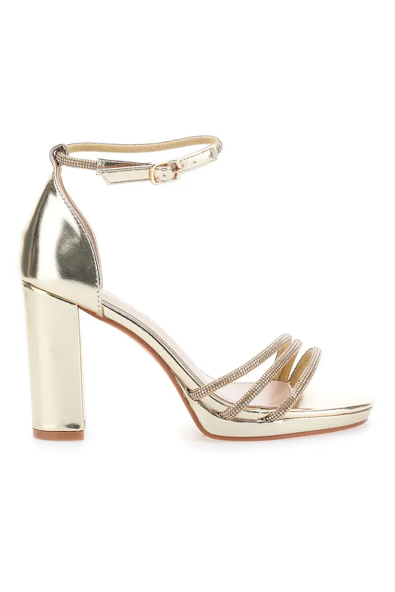 Sandali Oro Aperti Con Tacco E Cinturino First Lady P557