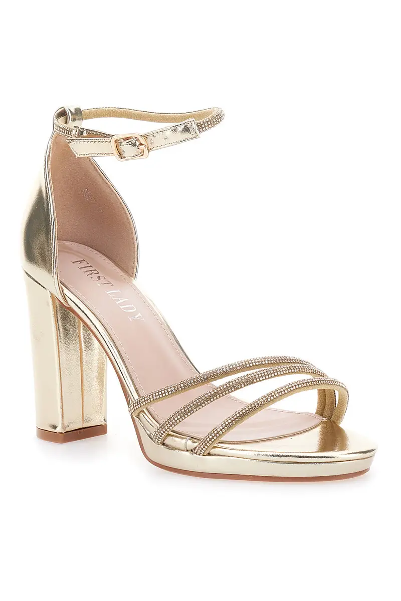 Sandali Oro Aperti Con Tacco E Cinturino First Lady P557 miniatura 2