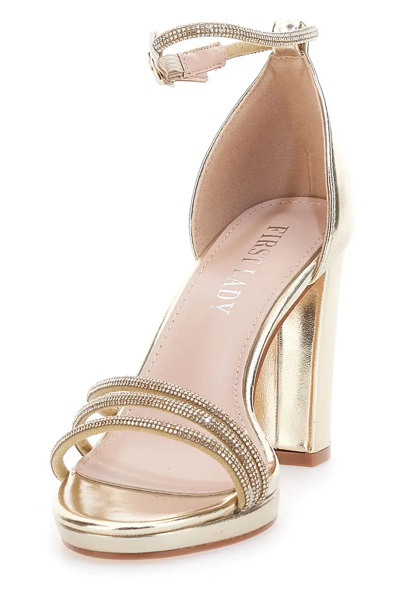 Sandali Oro Aperti Con Tacco E Cinturino First Lady P557 miniatura 3