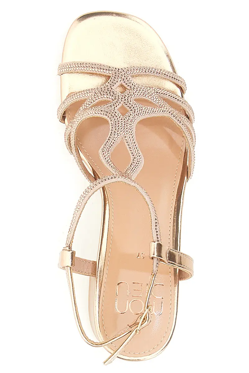 Sandali oro rosa con tacco e listini intrecciati MON DIEU 643 miniatura 3