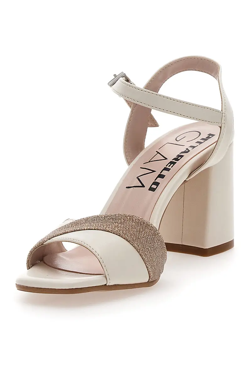 Sandali Panna e Oro Con Cinturino e Tacco 8, 5 Pittarello Glam 5548 miniatura 3