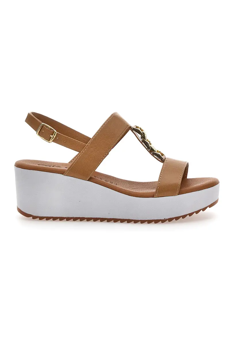 Sandali Platform Cognac Made in Italy Cafè Cost 364022