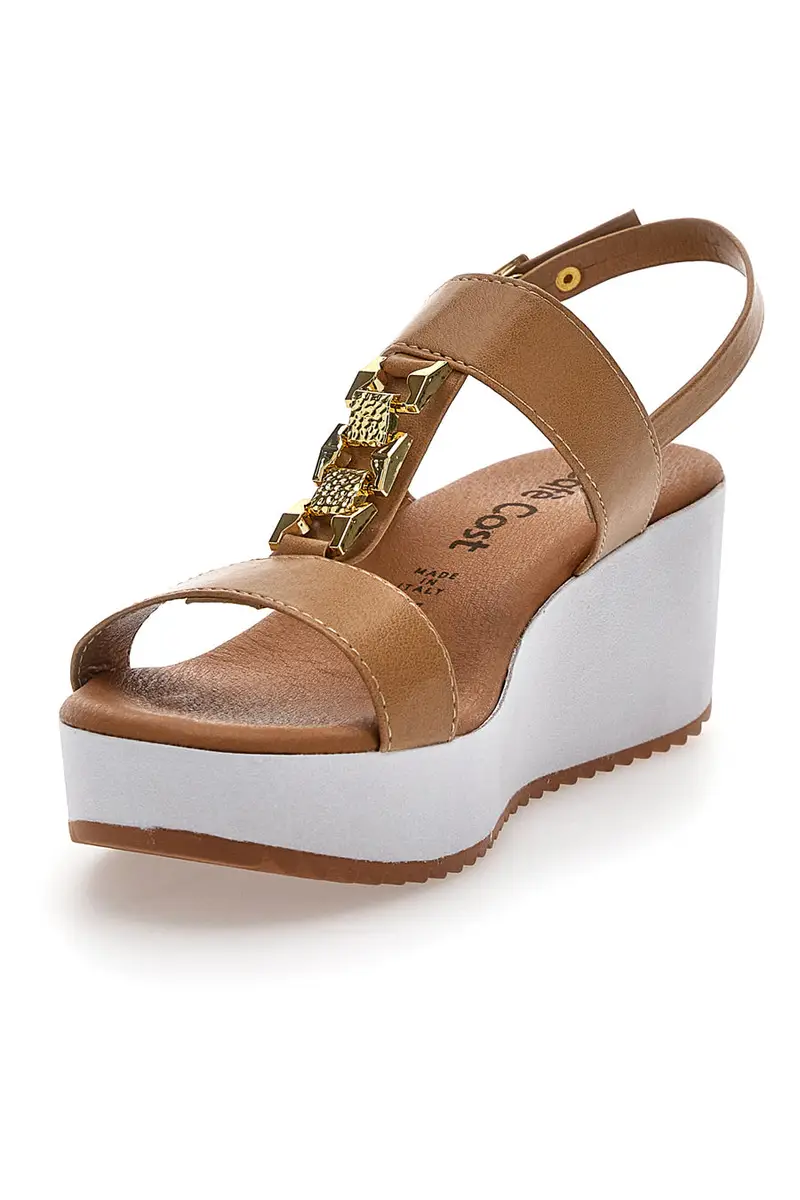 Sandali Platform Cognac Made in Italy Cafè Cost 364022 miniatura 3