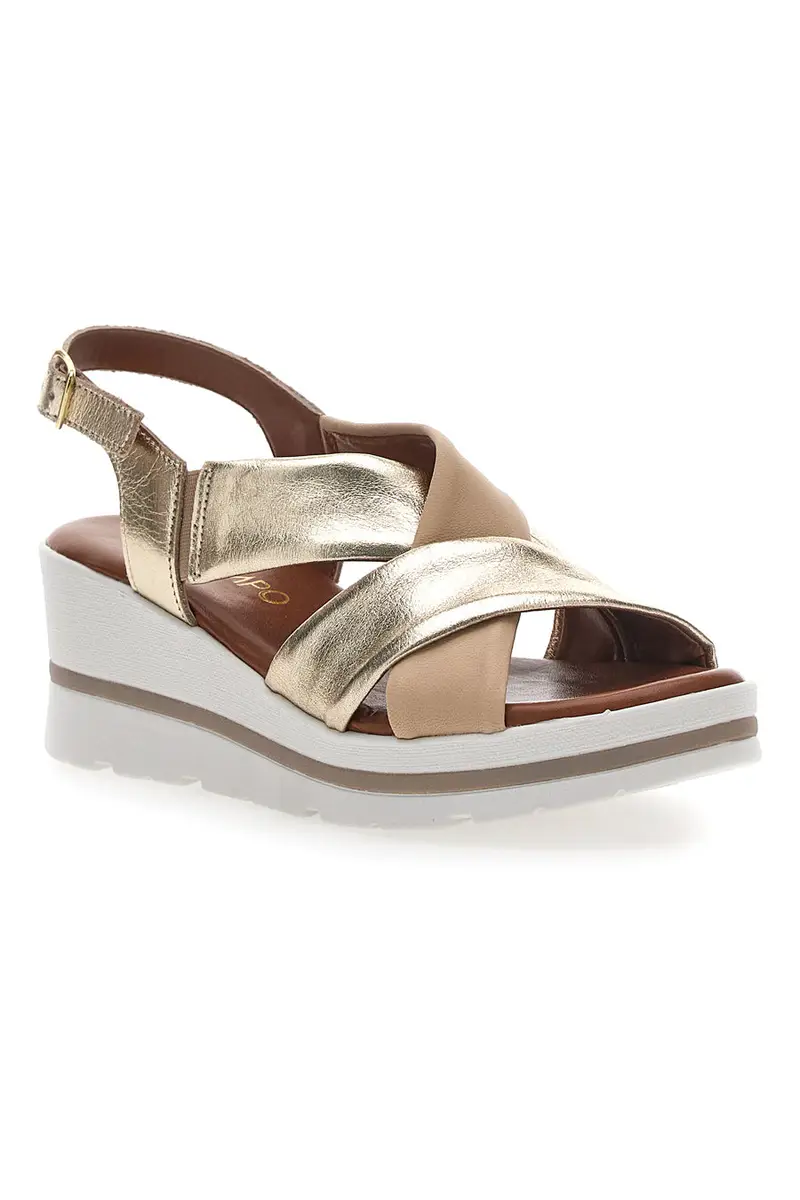 Sandali Platino Con Platform e Tomaia in Pelle Mio Tempo 269020 miniatura 2