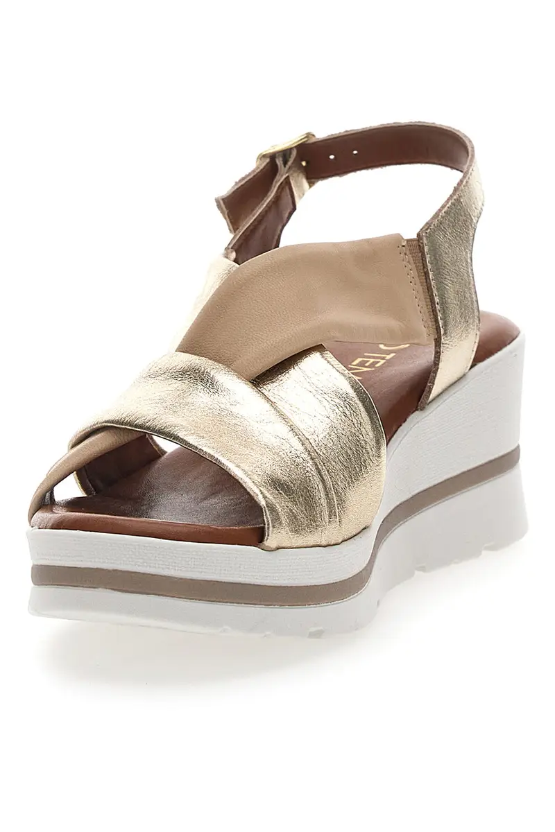 Sandali Platino Con Platform e Tomaia in Pelle Mio Tempo 269020 miniatura 3