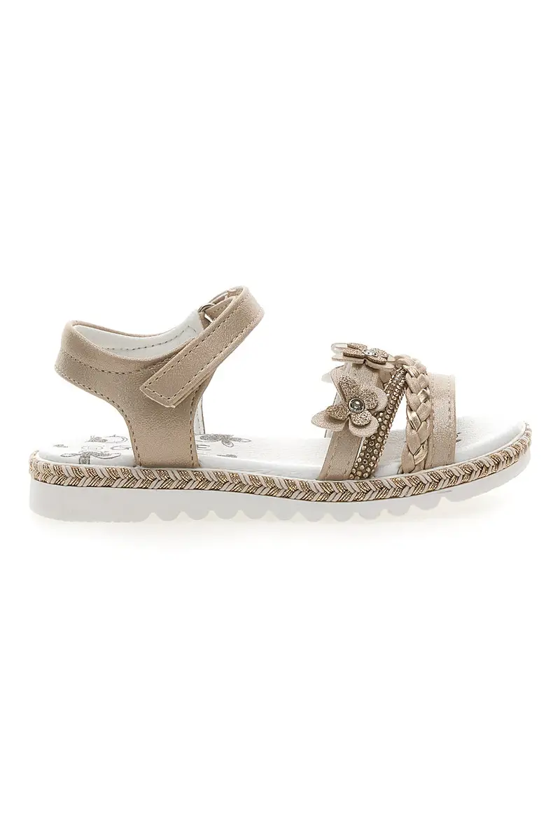 Sandali Platino Con Strappo in Velcro Grazie 15022