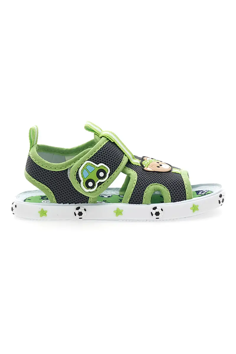 Sandali Primi Passi Grigio e Verde con orsetto e machinina Pitt Kids PK2636A