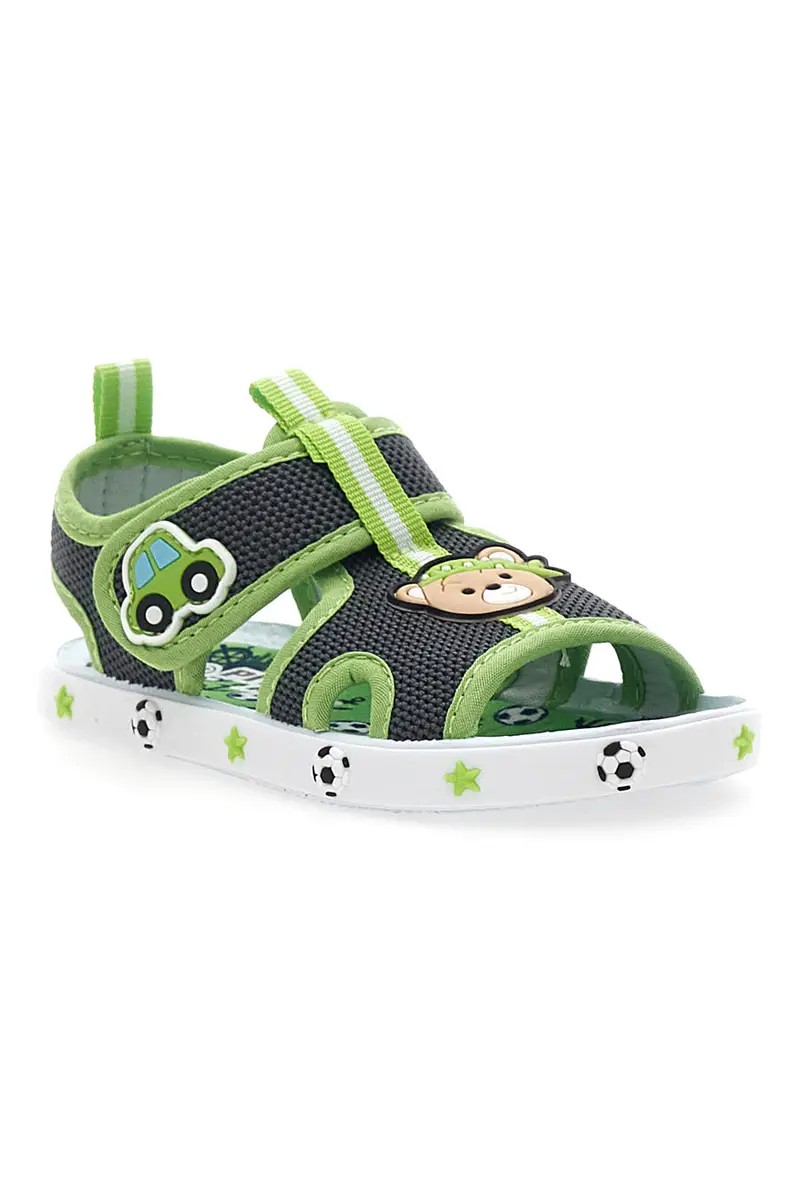 Sandali Primi Passi Grigio e Verde con orsetto e machinina Pitt Kids PK2636A miniatura 2