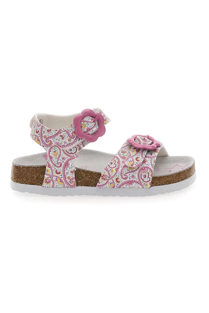 Sandali rosa con fantasia floreale e fibbie regolabili PITT KIDS 14503