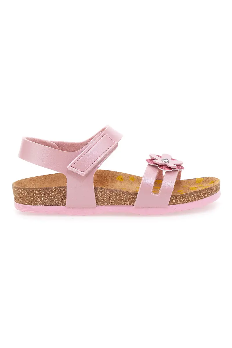 Sandali rosa con fiore glitter e plantare preformato Pittarello Bio 257A005SR